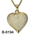 925 Silver Jewellery Micro Setting Heart Shape Pendant (S-6194)